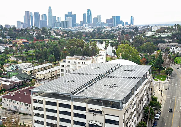 church parking with solar